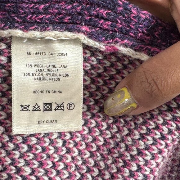 Anthropologie Angel of the North Wool Beige Plum Fringe Poncho Vest Cardigan - Picture 11 of 13